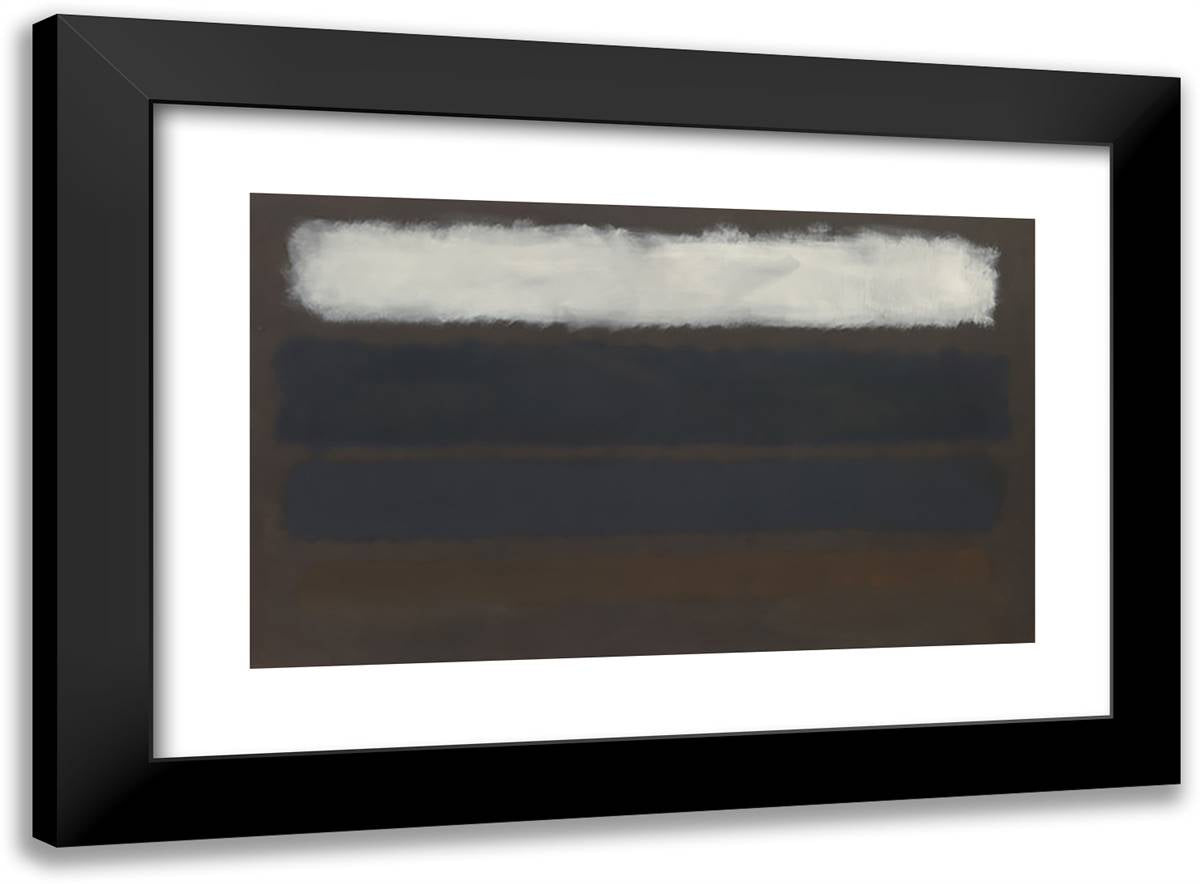 No. 14 (Horizontals, White Over Darks) 24x18 Black Modern Wood Framed Art Print Poster by Rothko, Mark