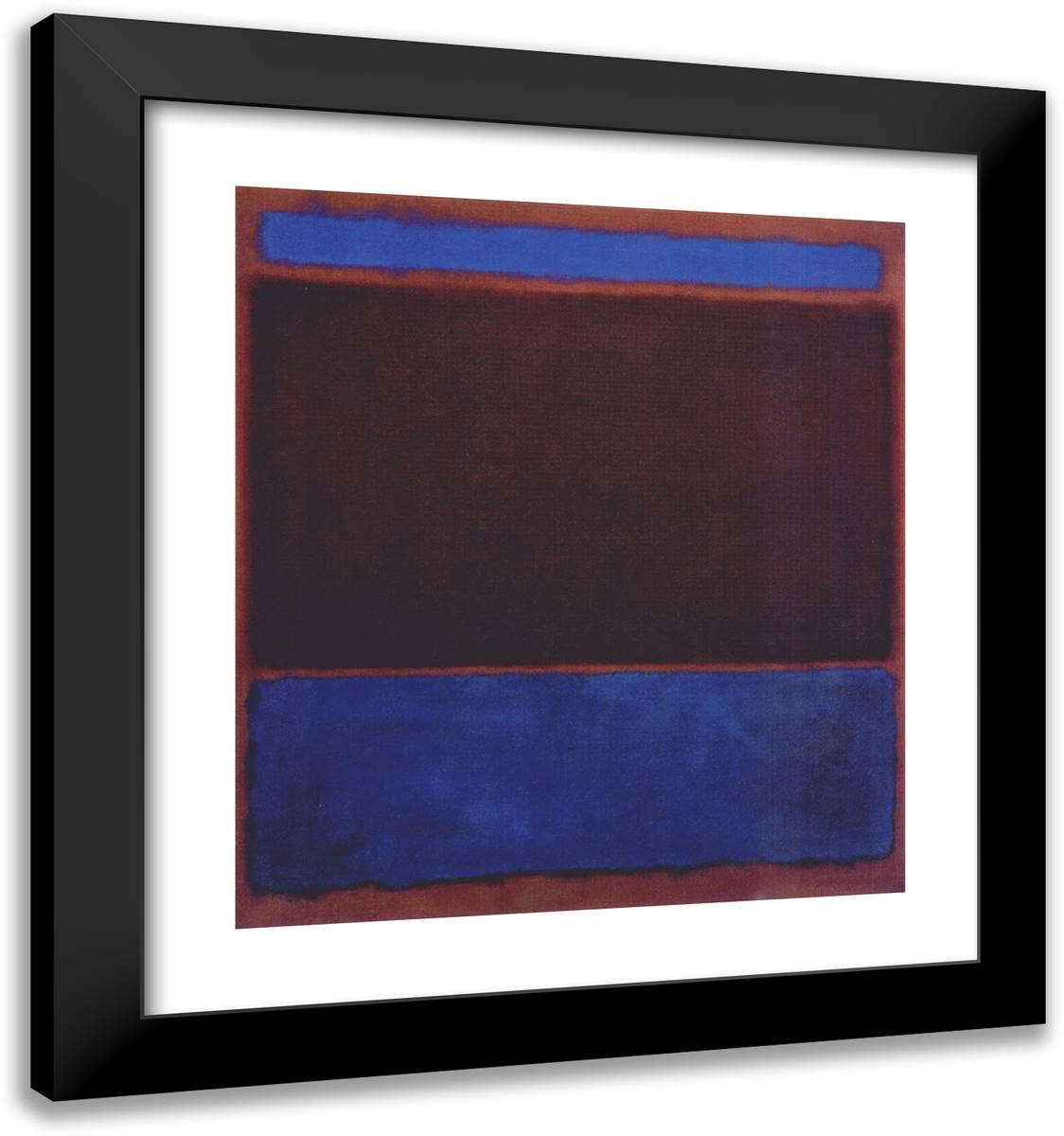 No. 3 (Bright Blue, Brown, Dark Blue on Wine) 20x21 Black Modern Wood Framed Art Print Poster by Rothko, Mark