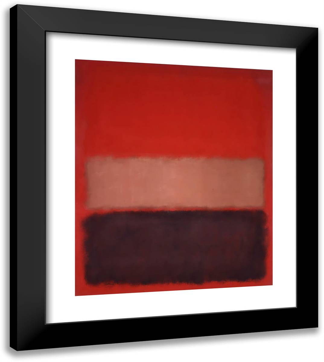 No. 46 (Black, Ochre, Red Over Red) 20x23 Black Modern Wood Framed Art Print Poster by Rothko, Mark