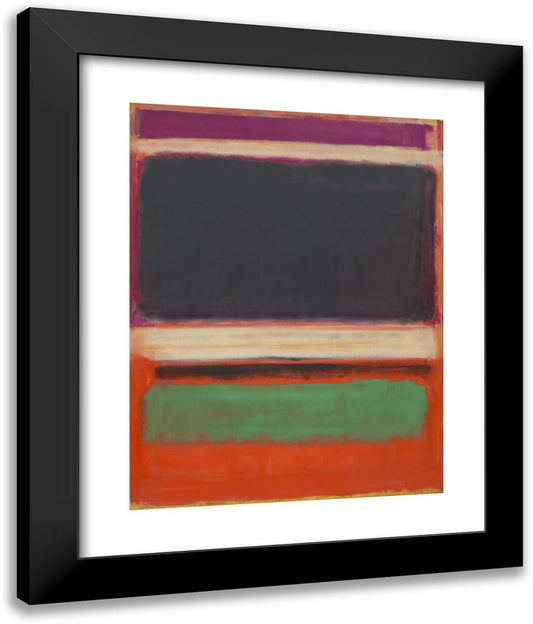 No.3No.13 (Magenta, Black, Green on Orange) 20x24 Black Modern Wood Framed Art Print Poster by Rothko, Mark