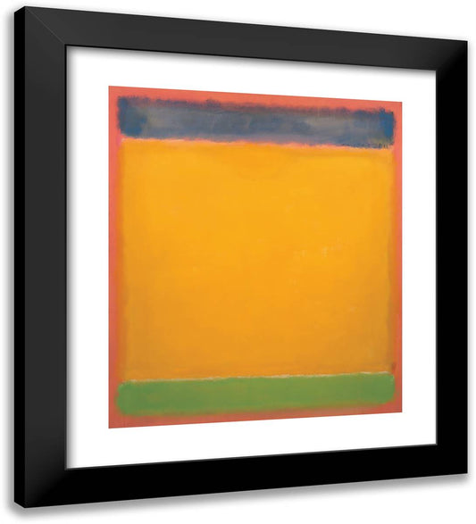 United (Blue, Yellow, Green on Red) 20x22 Black Modern Wood Framed Art Print Poster by Rothko, Mark