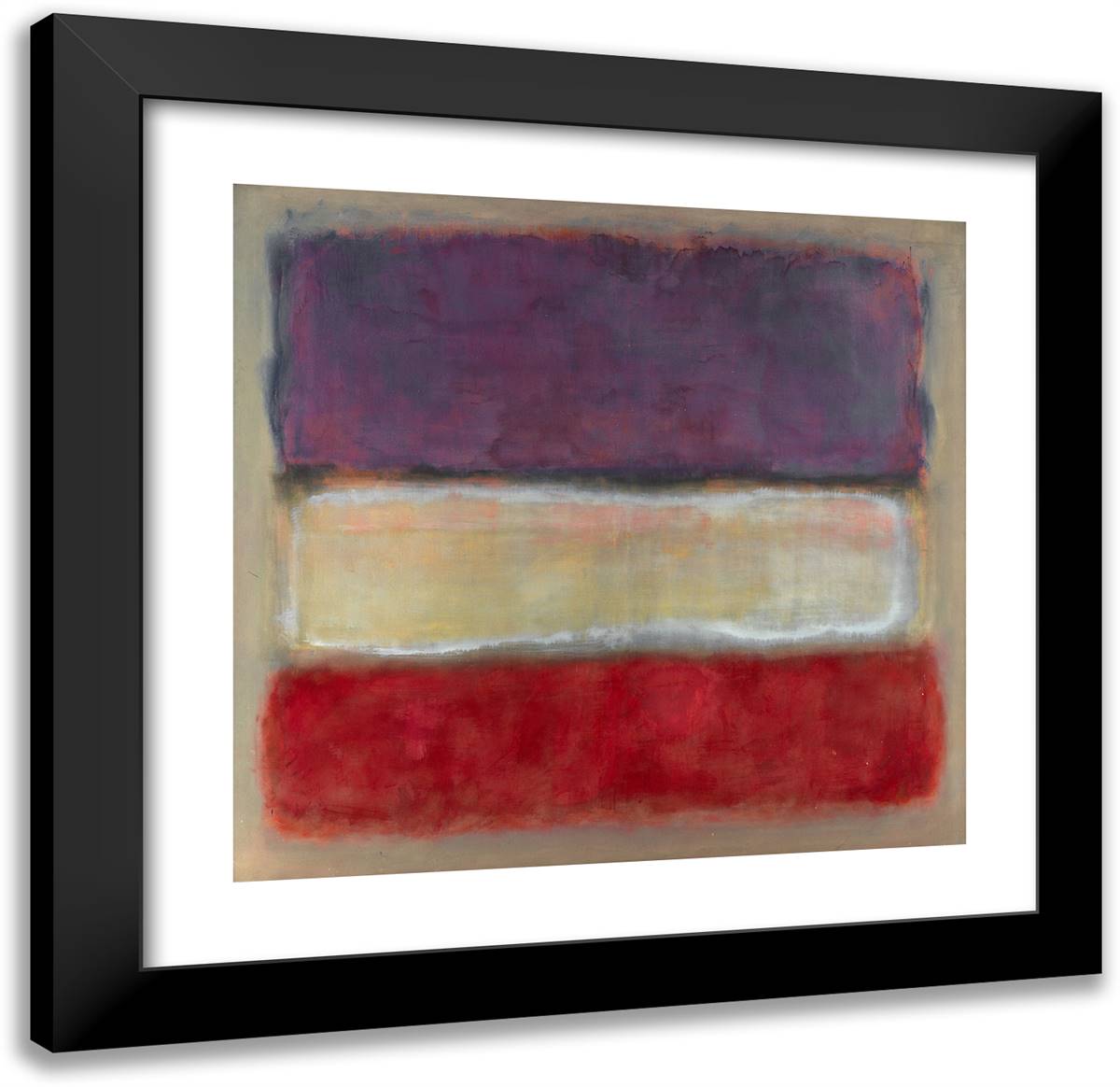 Untitled (Purple, White, and Red) 21x20 Black Modern Wood Framed Art Print Poster by Rothko, Mark