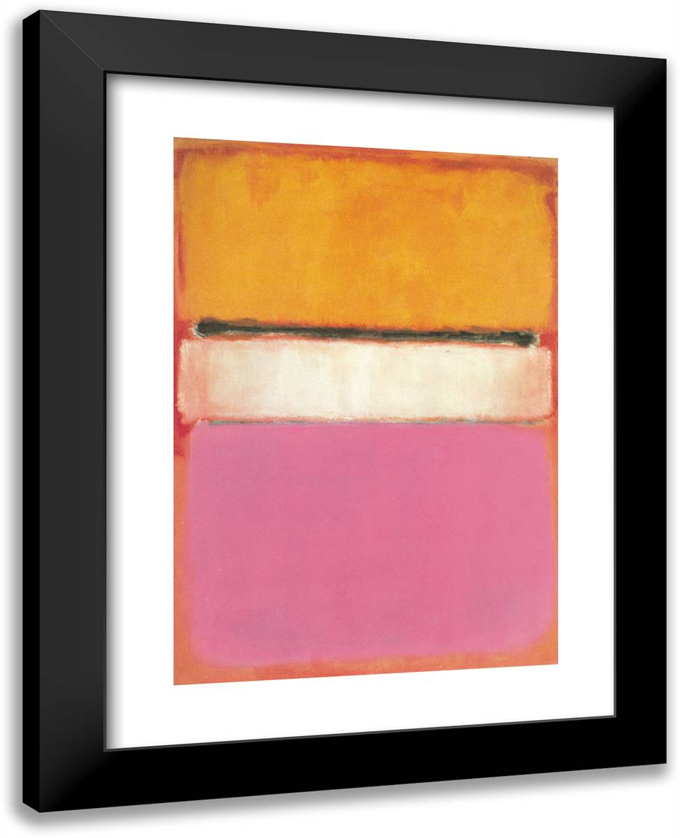 White Center (Yellow, Pink and Lavender on Rose) 19x24 Black Modern Wood Framed Art Print Poster by Rothko, Mark