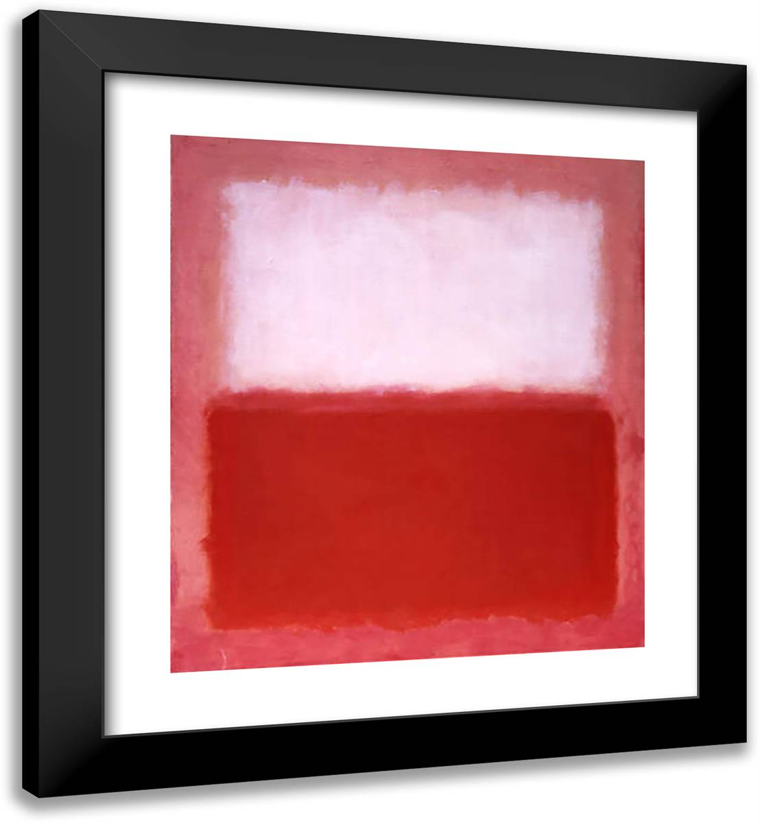 White Over Red 20x22 Black Modern Wood Framed Art Print Poster by Rothko, Mark