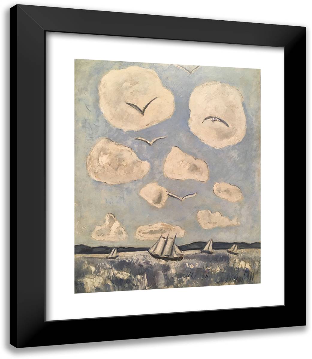 Birds of the Bagaduce 20x23 Black Modern Wood Framed Art Print Poster by Hartley, Marsden