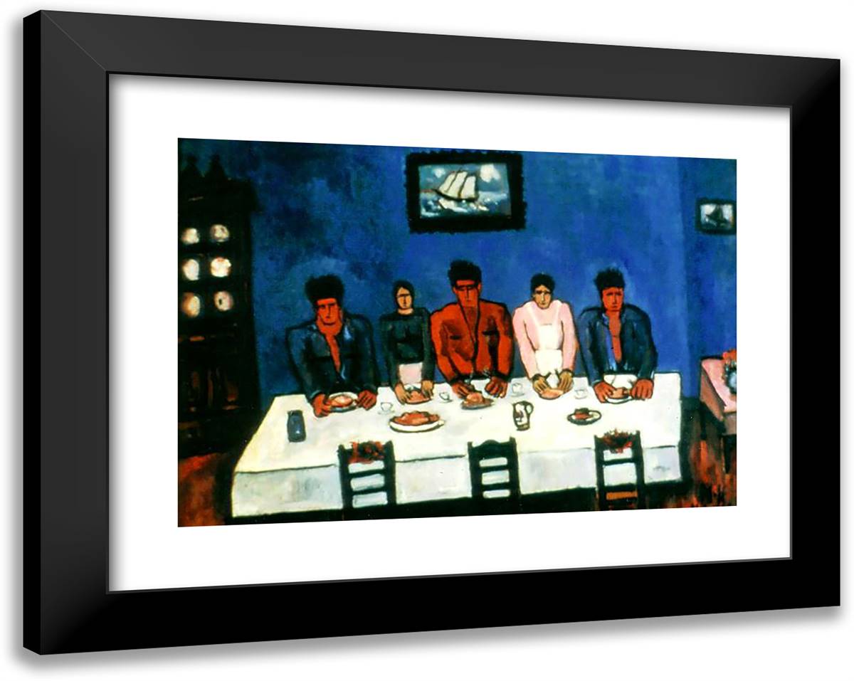 Fisherman's Last Supper 24x19 Black Modern Wood Framed Art Print Poster by Hartley, Marsden