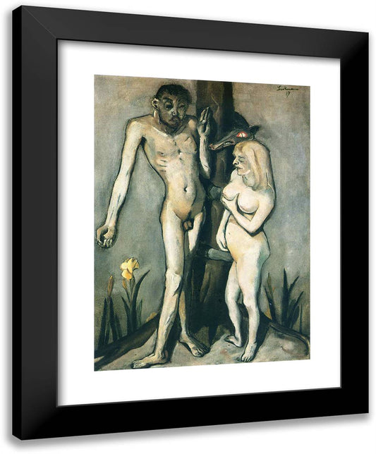 Adam and Eve 19x24 Black Modern Wood Framed Art Print Poster by Beckmann, Max