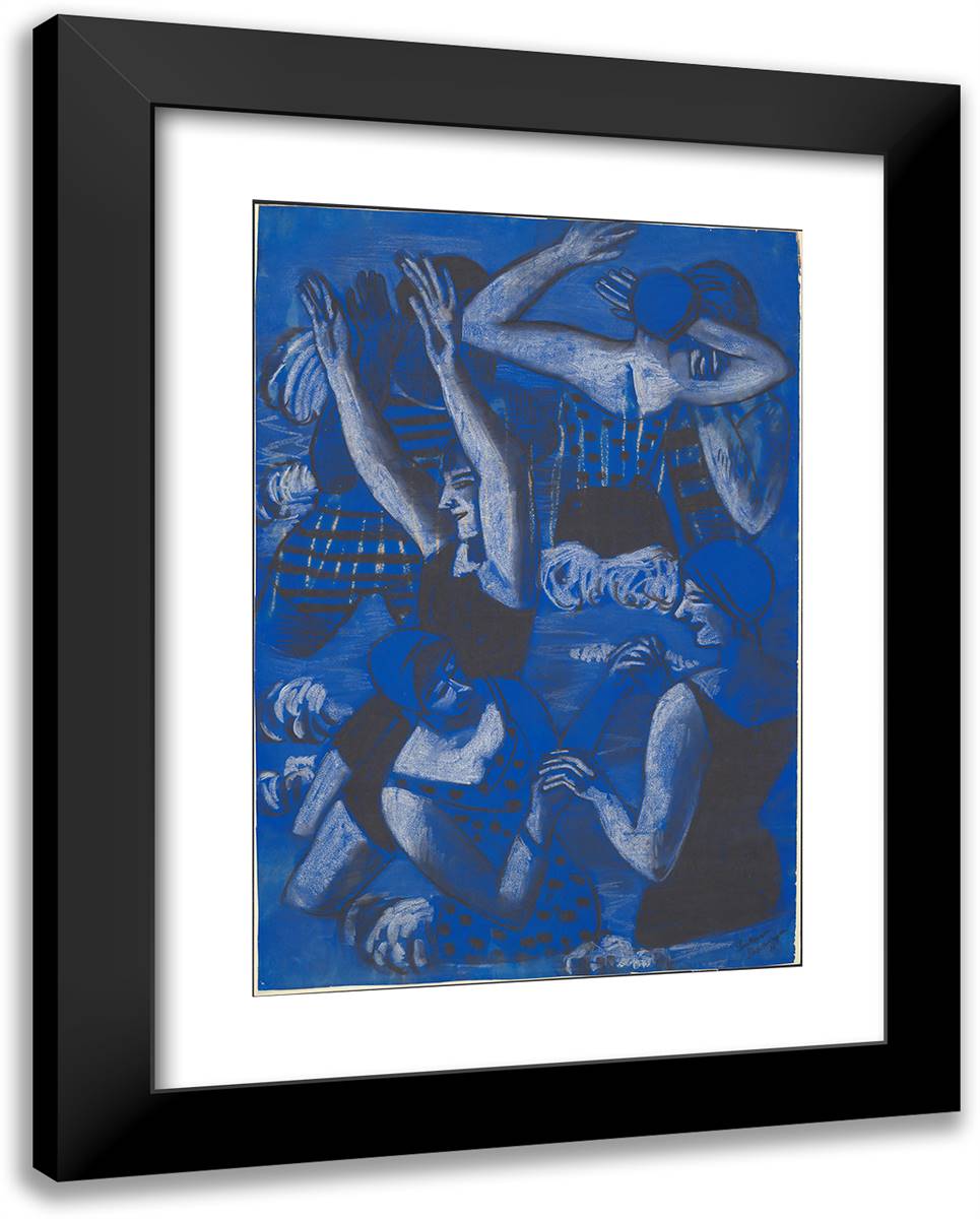 Bathers 19x24 Black Modern Wood Framed Art Print Poster by Beckmann, Max