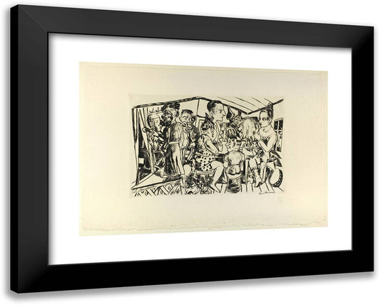 Behind the Scenes, Plate Three from Jahrmarkt 24x19 Black Modern Wood Framed Art Print Poster by Beckmann, Max