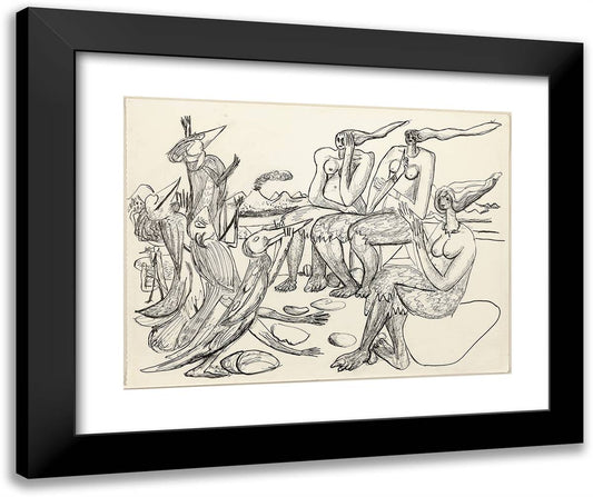 Birdplay 24x20 Black Modern Wood Framed Art Print Poster by Beckmann, Max