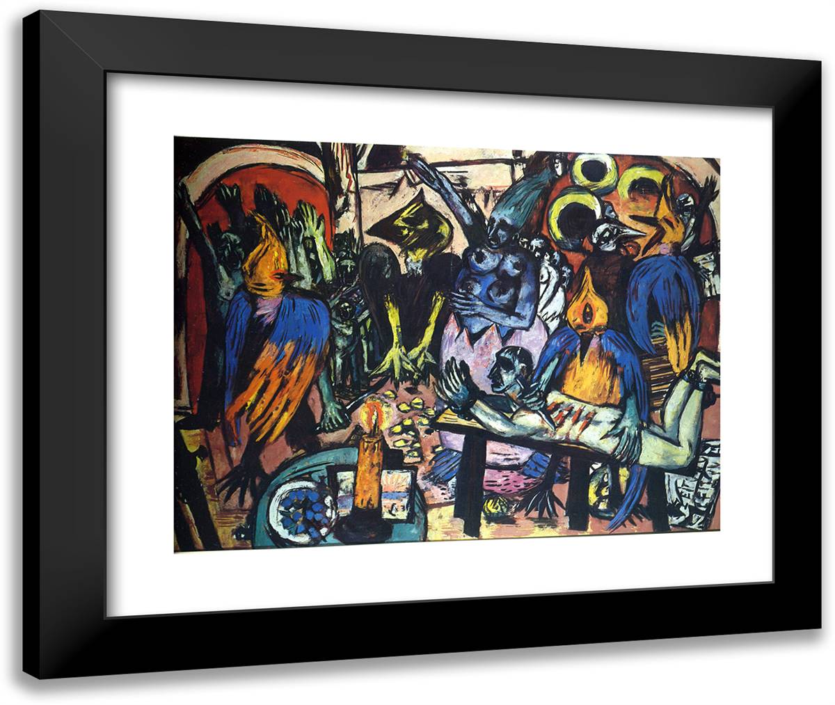 Bird's Hell 24x20 Black Modern Wood Framed Art Print Poster by Beckmann, Max