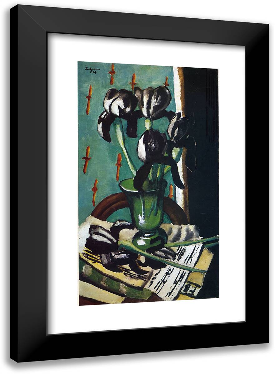 Black Irises 17x24 Black Modern Wood Framed Art Print Poster by Beckmann, Max