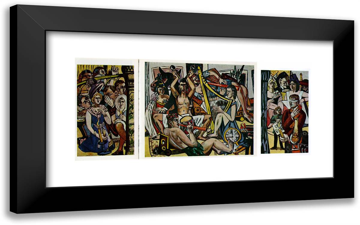 Blindman's Buff 24x15 Black Modern Wood Framed Art Print Poster by Beckmann, Max