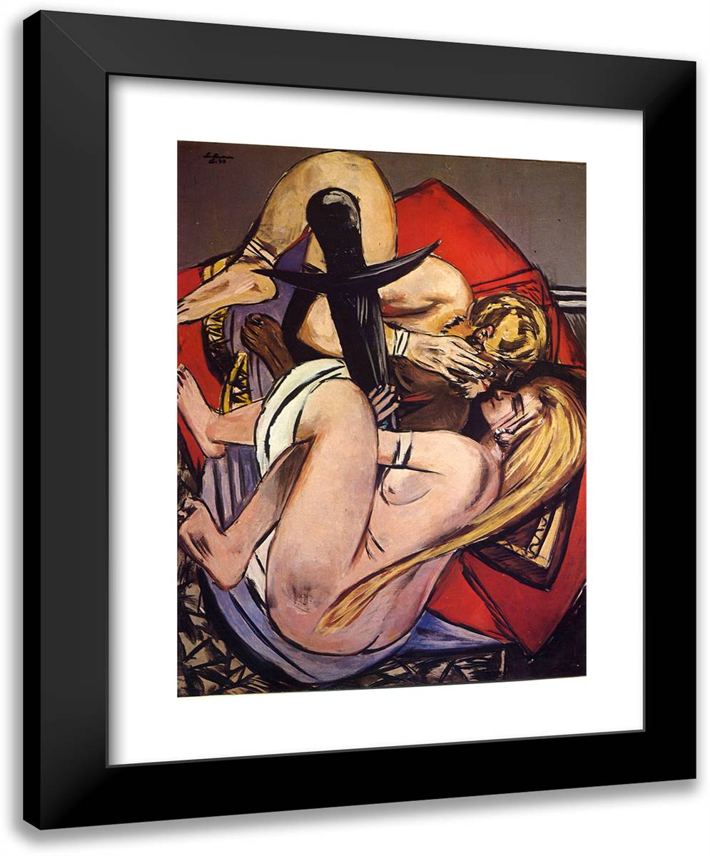 Brother and Sister 19x24 Black Modern Wood Framed Art Print Poster by Beckmann, Max