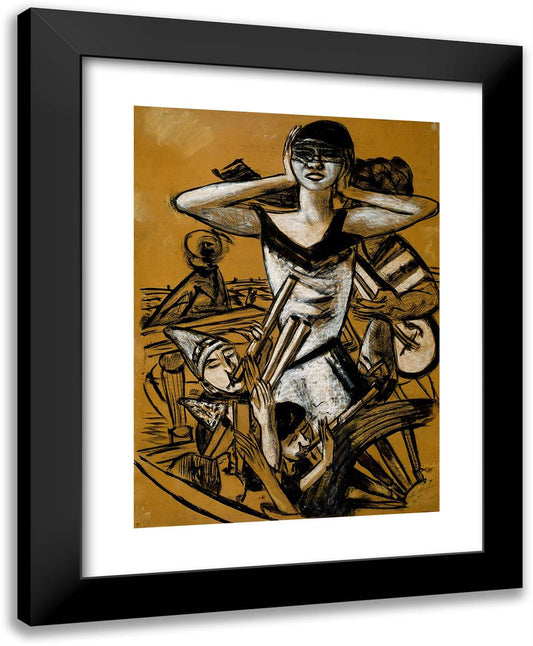 Carnival in Naples 19x24 Black Modern Wood Framed Art Print Poster by Beckmann, Max