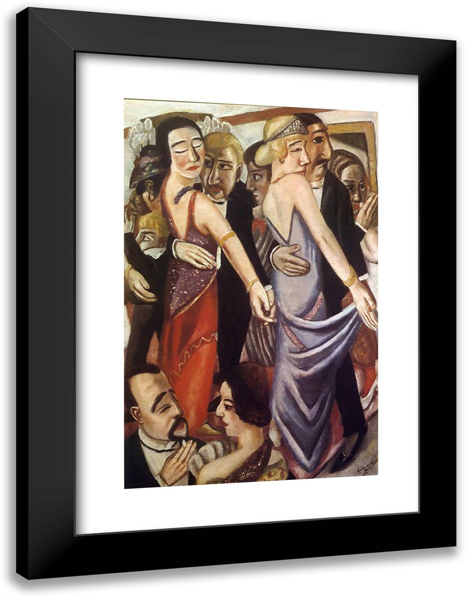 Dancing Bar in Baden-Baden 18x24 Black Modern Wood Framed Art Print Poster by Beckmann, Max