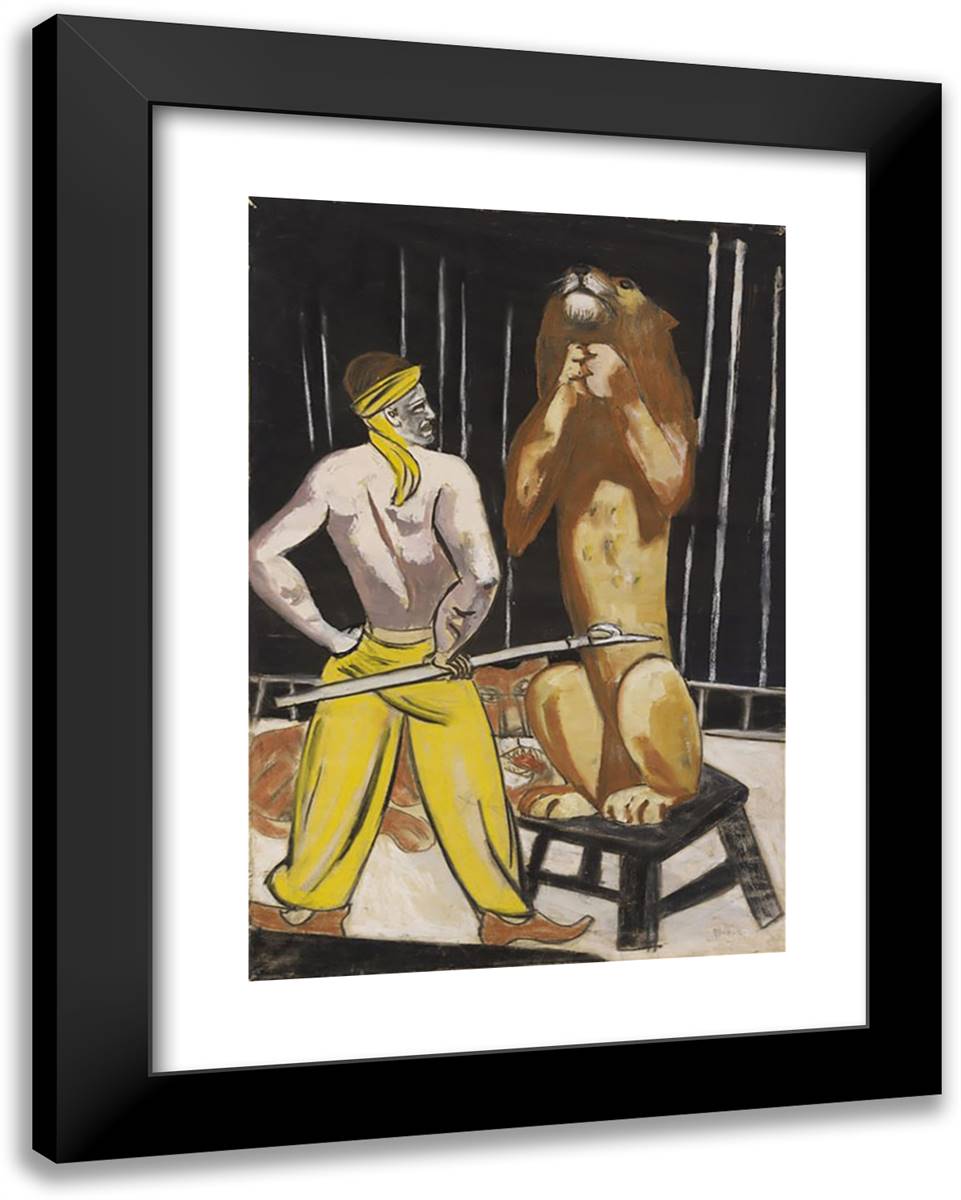 Lion Tamer, Circus  19x24 Black Modern Wood Framed Art Print Poster by Beckmann, Max