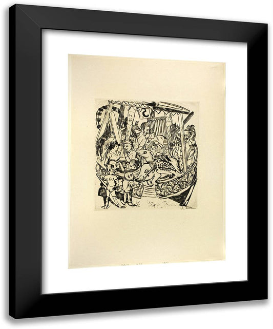 Merry-Go-Round, Plate Seven from Jahrmarkt 19x24 Black Modern Wood Framed Art Print Poster by Beckmann, Max