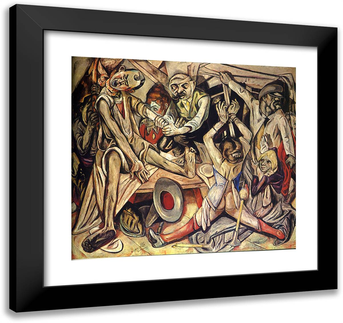 Night 21x20 Black Modern Wood Framed Art Print Poster by Beckmann, Max