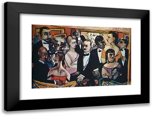 Party in Paris 24x18 Black Modern Wood Framed Art Print Poster by Beckmann, Max