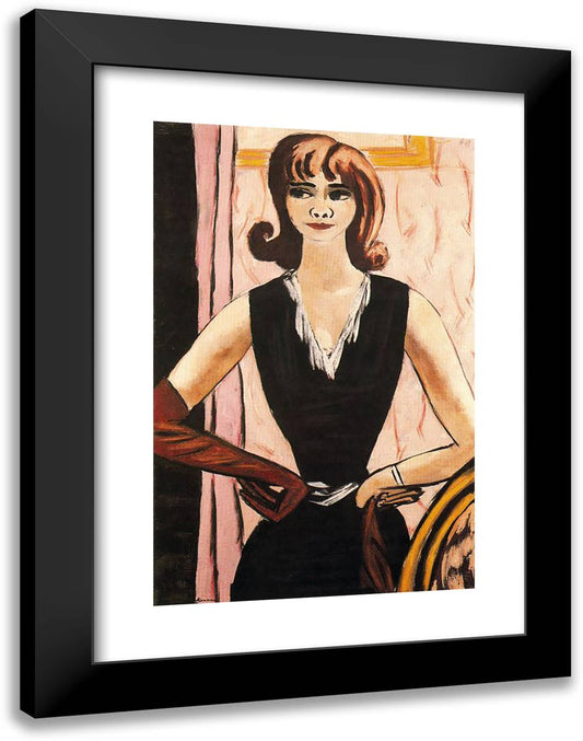 Portrait of Quappi in Pink and Purple 18x24 Black Modern Wood Framed Art Print Poster by Beckmann, Max