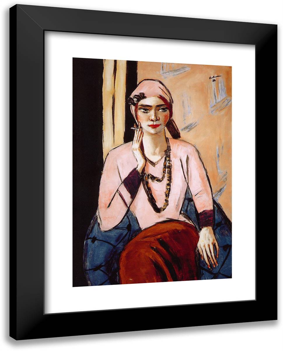 Quappi in Pink 19x24 Black Modern Wood Framed Art Print Poster by Beckmann, Max