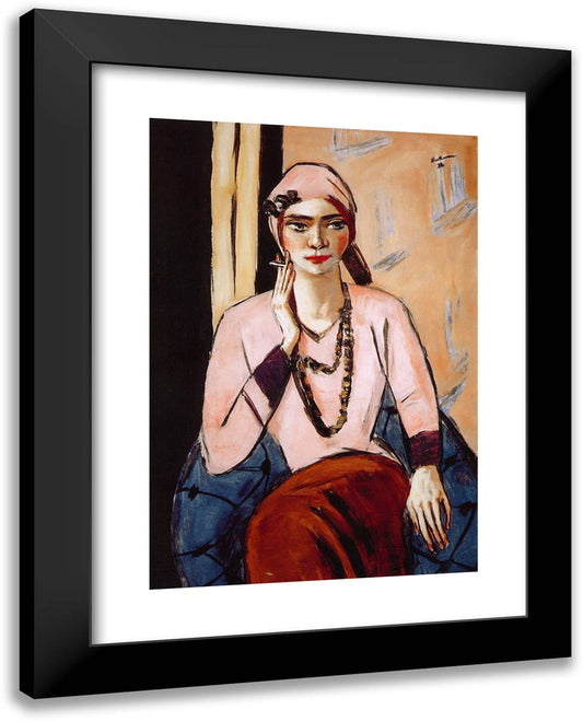 Quappi in Pink 19x24 Black Modern Wood Framed Art Print Poster by Beckmann, Max