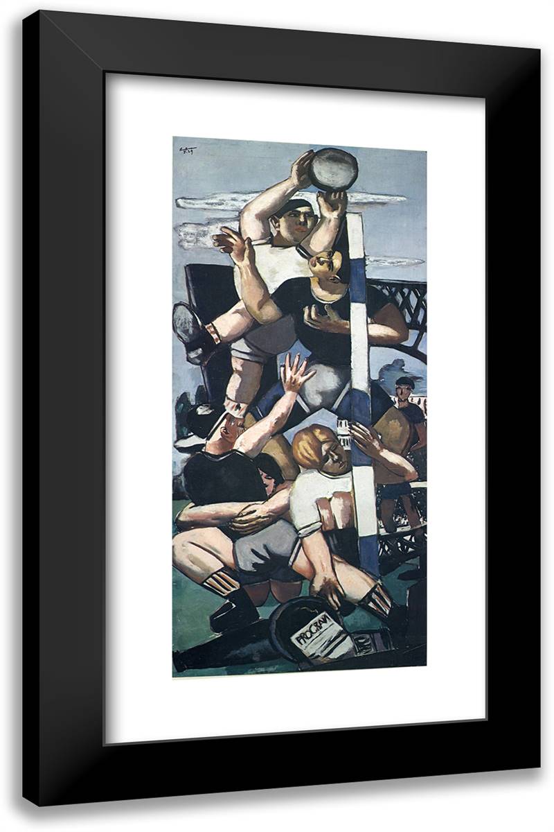 Rugby Players 15x24 Black Modern Wood Framed Art Print Poster by Beckmann, Max