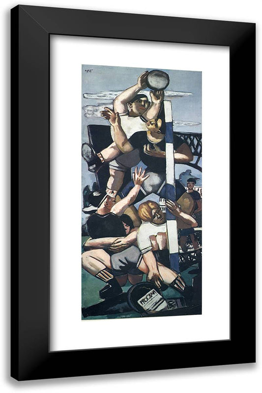 Rugby Players 15x24 Black Modern Wood Framed Art Print Poster by Beckmann, Max