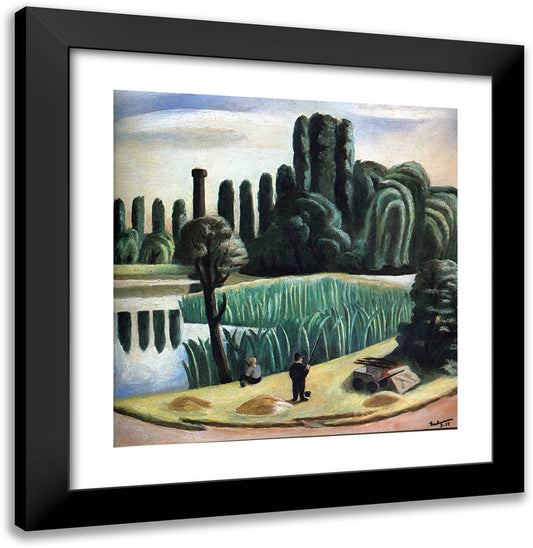 Seascape with Poplars 20x20 Black Modern Wood Framed Art Print Poster by Beckmann, Max