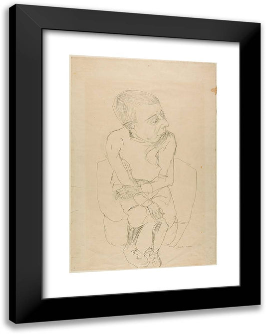 Seated Boy 18x24 Black Modern Wood Framed Art Print Poster by Beckmann, Max
