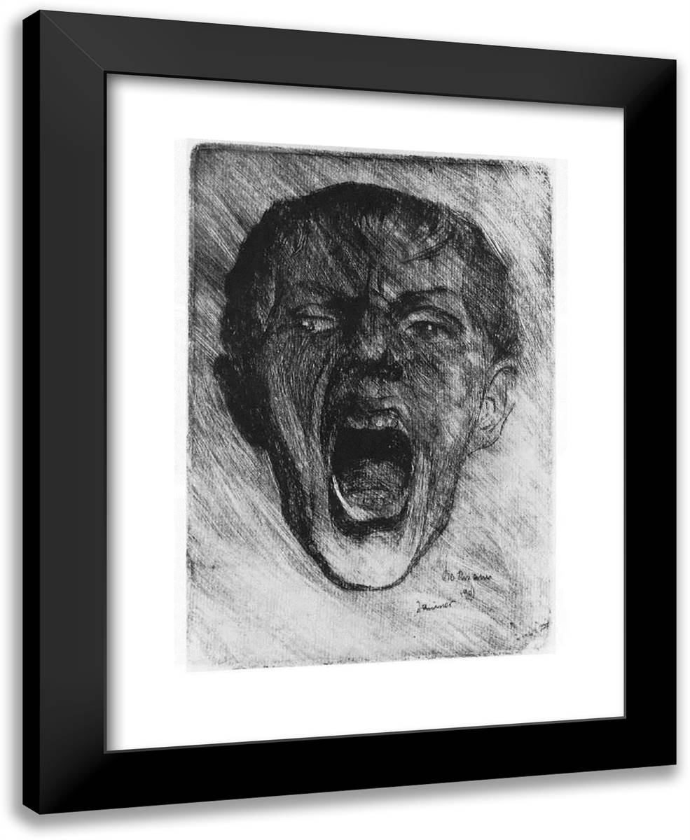 Self-Portrait II 19x24 Black Modern Wood Framed Art Print Poster by Beckmann, Max