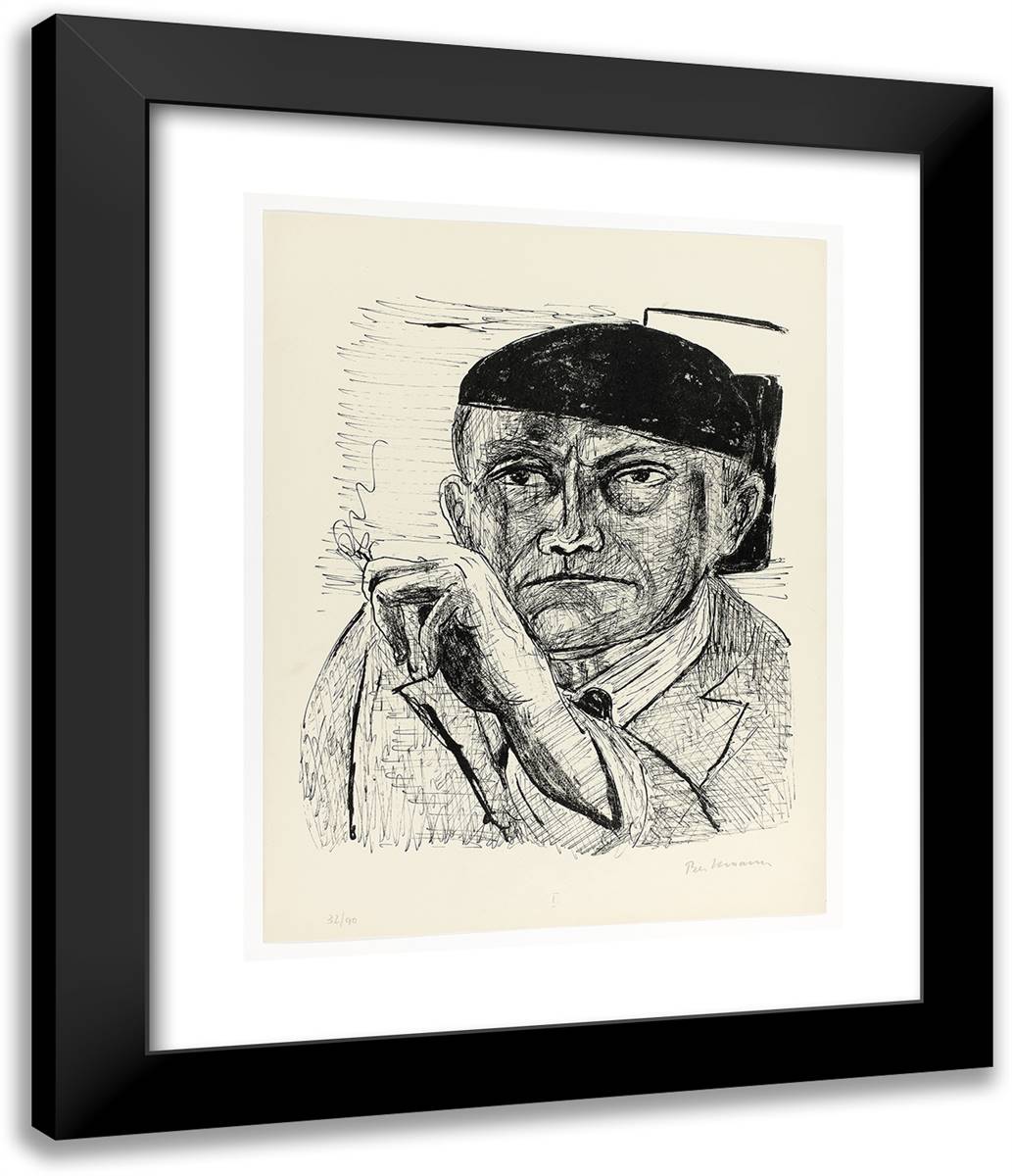 Self-Portrait, Plate One from Day and Dream 20x24 Black Modern Wood Framed Art Print Poster by Beckmann, Max