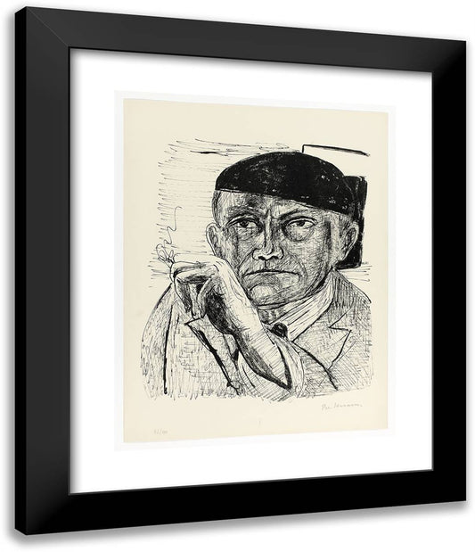 Self-Portrait, Plate One from Day and Dream 20x24 Black Modern Wood Framed Art Print Poster by Beckmann, Max