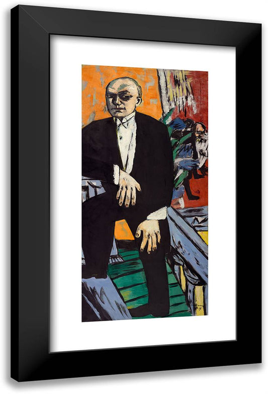 Self-Portrait_1 15x24 Black Modern Wood Framed Art Print Poster by Beckmann, Max