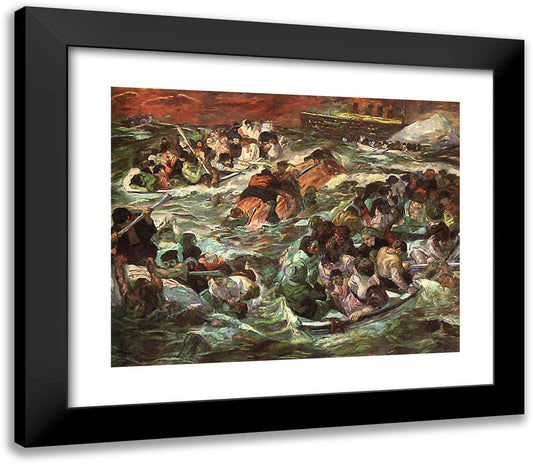 Sinking of the Titanic 23x20 Black Modern Wood Framed Art Print Poster by Beckmann, Max