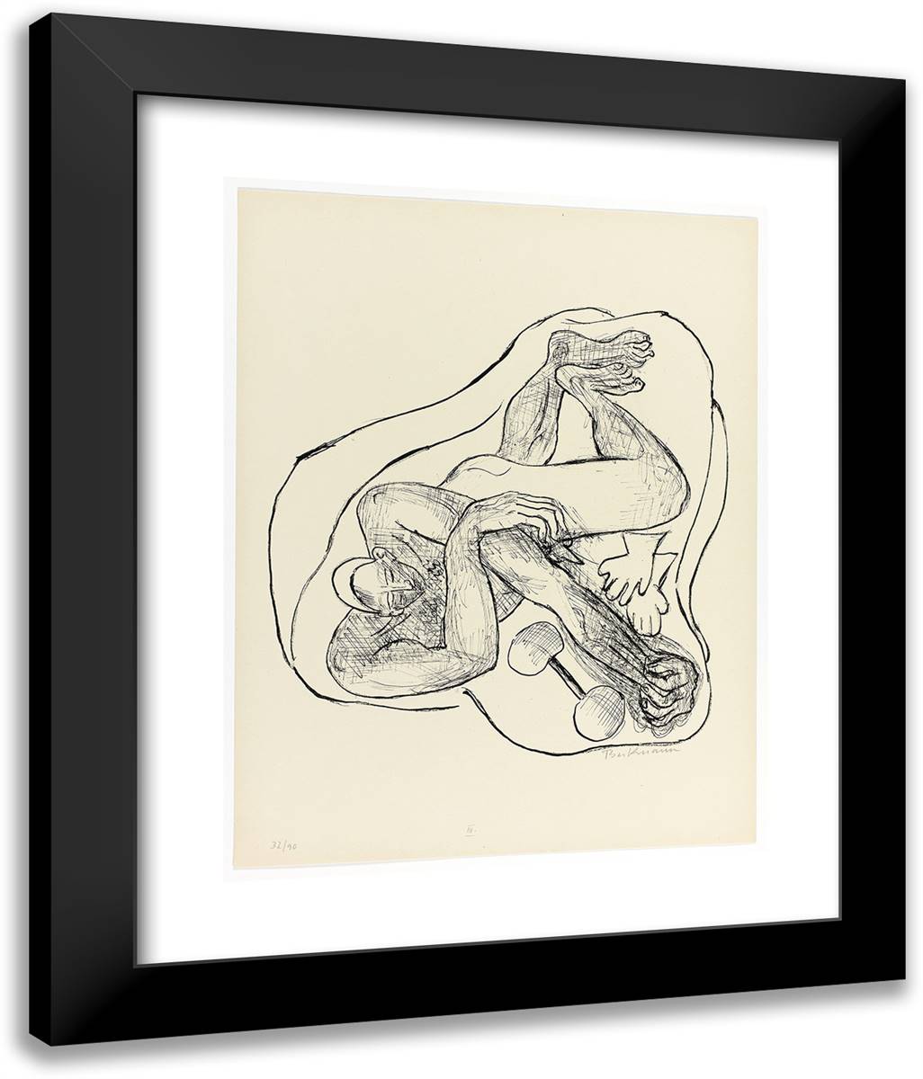 Sleeping Athlete, Plate Three from Day and Dream 20x24 Black Modern Wood Framed Art Print Poster by Beckmann, Max