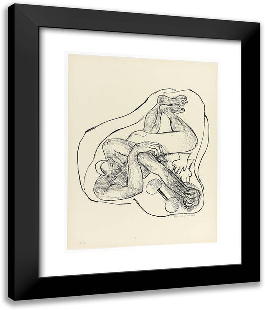 Sleeping Athlete, Plate Three from Day and Dream 20x24 Black Modern Wood Framed Art Print Poster by Beckmann, Max