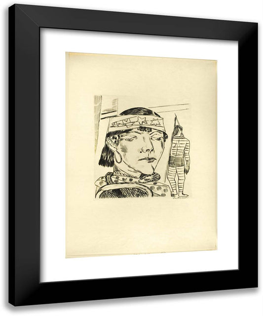 Snake Lade, Plate Ten from Jahrmarkt 19x24 Black Modern Wood Framed Art Print Poster by Beckmann, Max