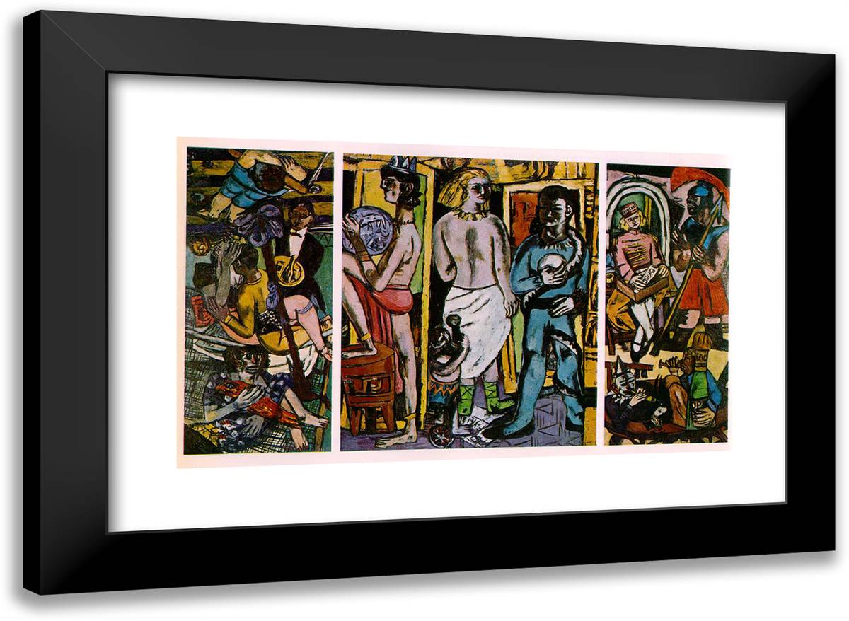 The Acrobats 24x18 Black Modern Wood Framed Art Print Poster by Beckmann, Max