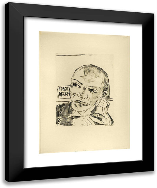 The Barker (Self-Portrait), Plate One from Jahrmarkt 20x24 Black Modern Wood Framed Art Print Poster by Beckmann, Max