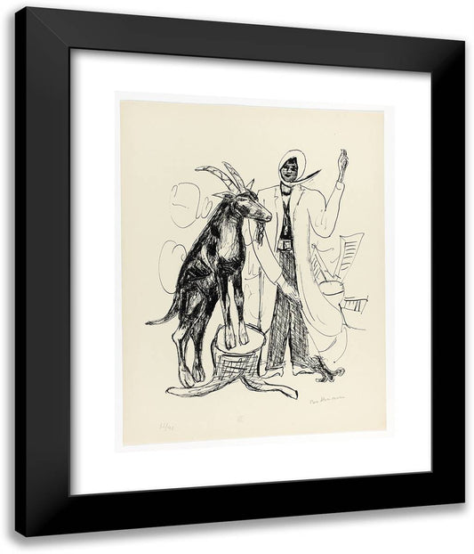 The Buck, Plate Nine from Day and Dream 20x24 Black Modern Wood Framed Art Print Poster by Beckmann, Max