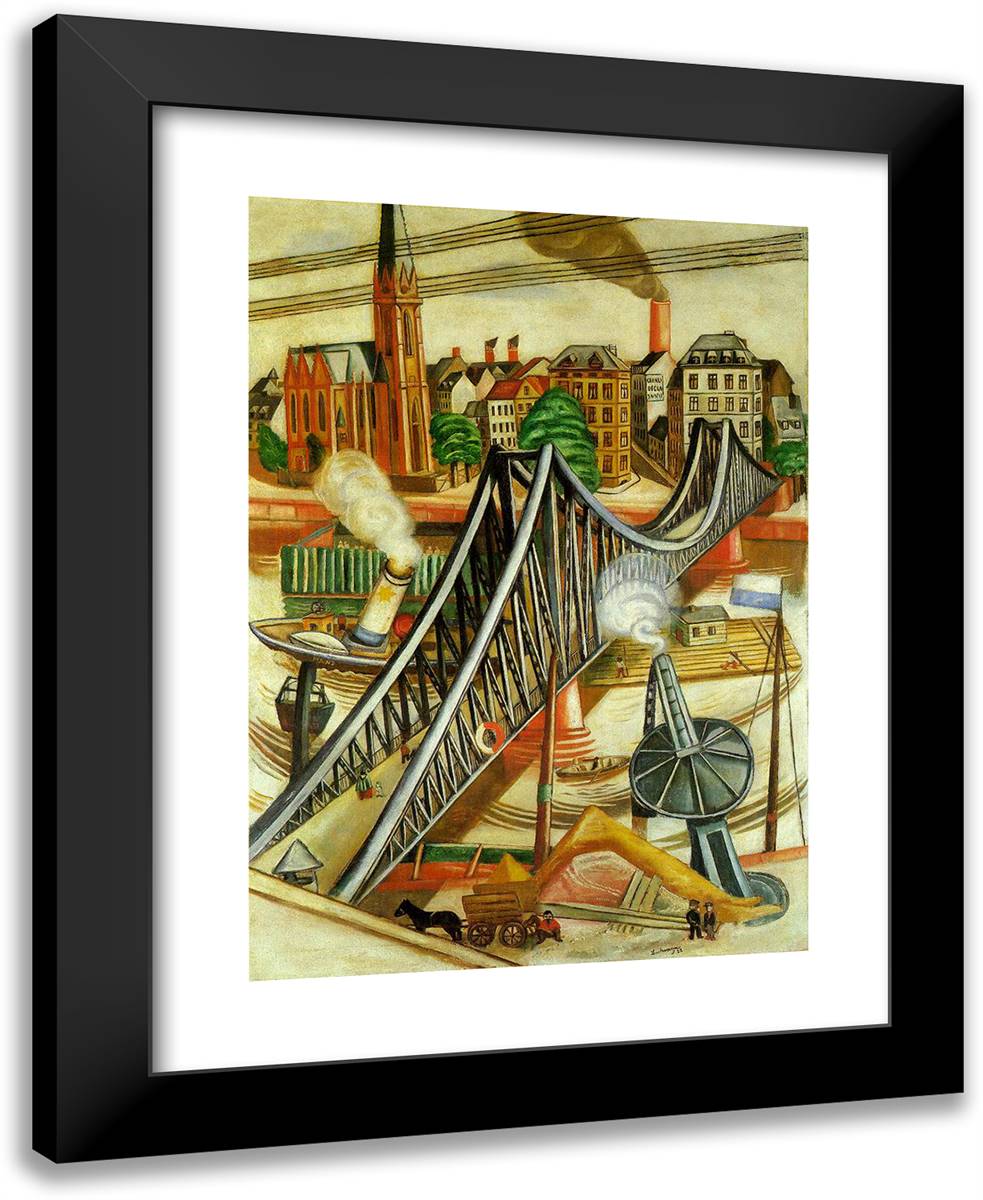 The Iron Bridge (View of Frankfurt)  19x24 Black Modern Wood Framed Art Print Poster by Beckmann, Max