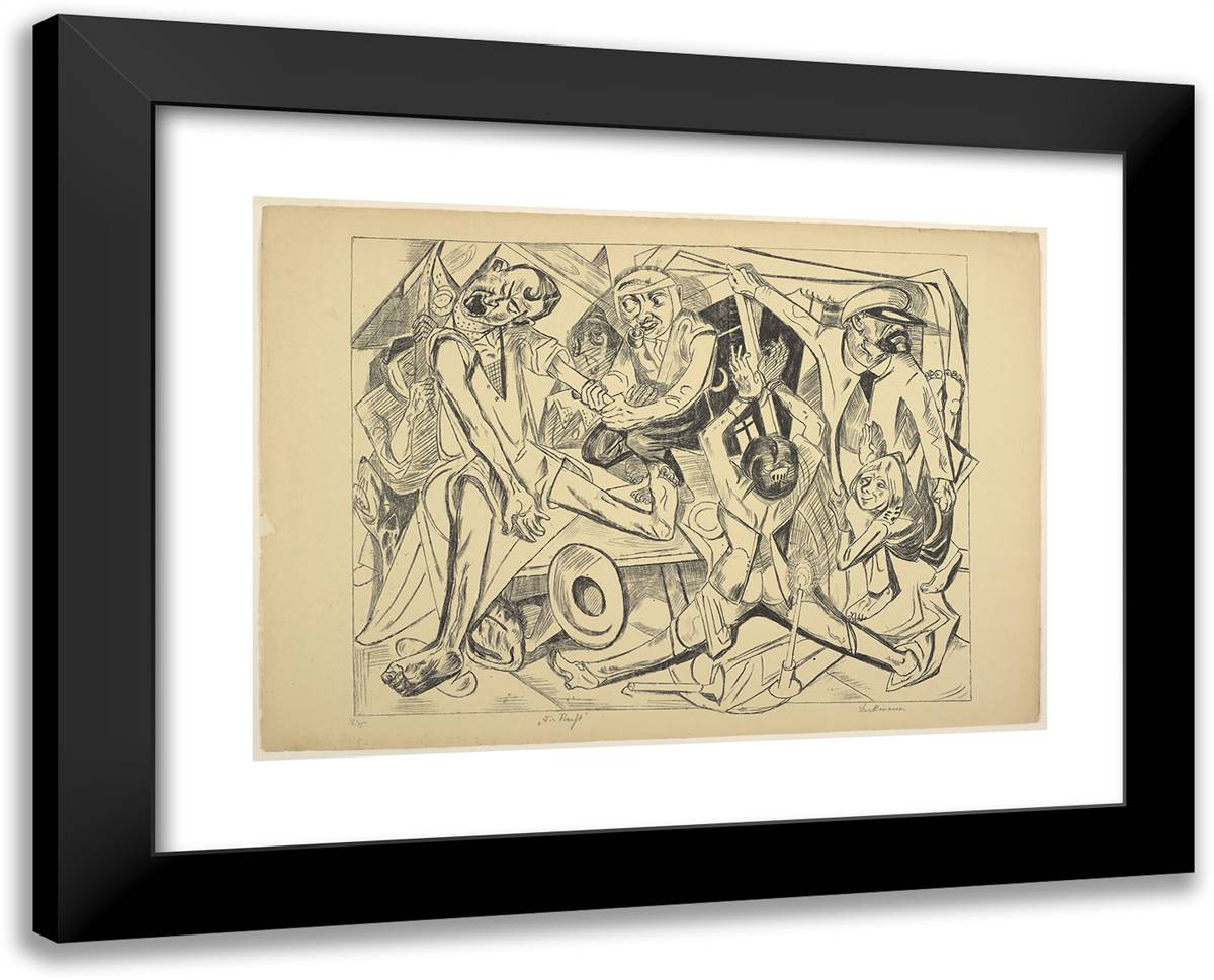 The Night, Plate Seven from Die Holle 24x19 Black Modern Wood Framed Art Print Poster by Beckmann, Max