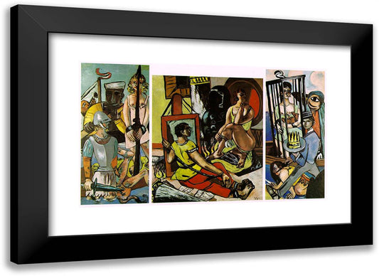 Triptych of the Temptation of St. Anthony 24x17 Black Modern Wood Framed Art Print Poster by Beckmann, Max