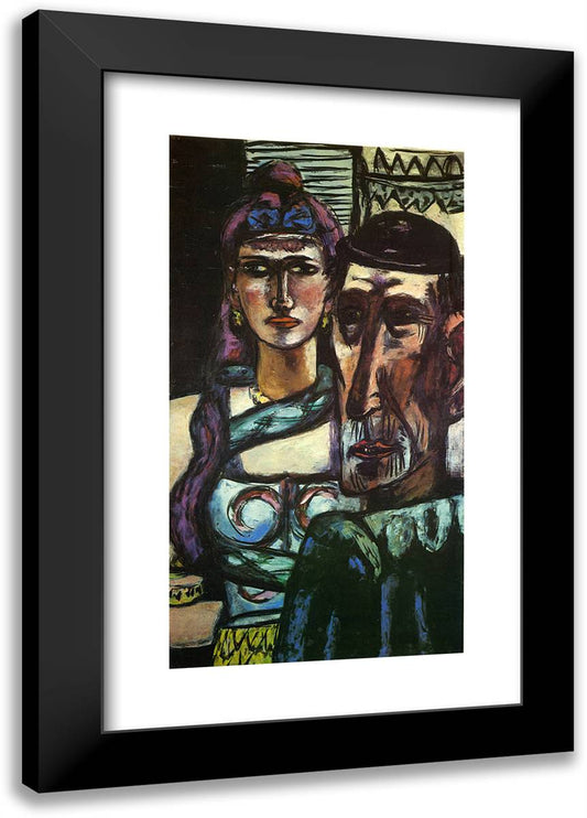 Two Circus Artists or Snake Charmer and Clown 16x24 Black Modern Wood Framed Art Print Poster by Beckmann, Max