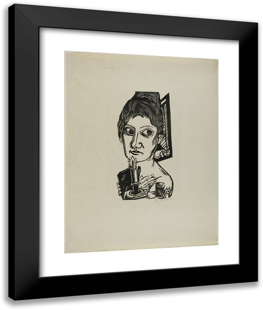 Woman with Candle 20x24 Black Modern Wood Framed Art Print Poster by Beckmann, Max