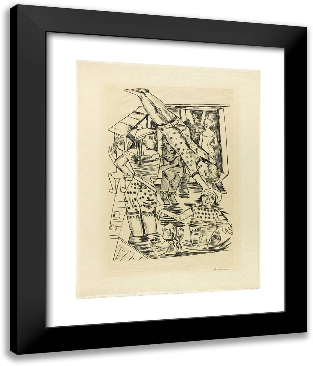 Woman's Bath 20x24 Black Modern Wood Framed Art Print Poster by Beckmann, Max