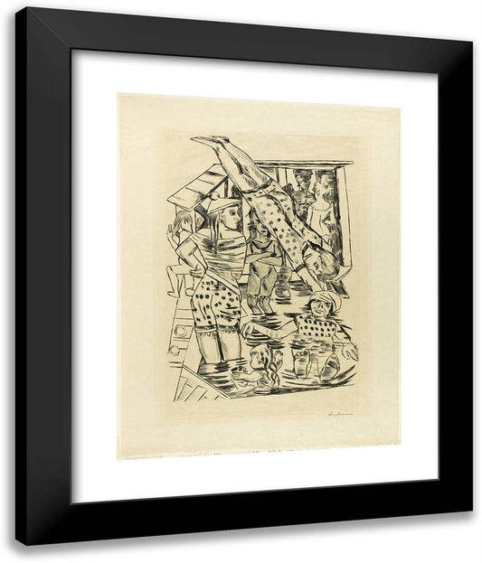 Woman's Bath 20x24 Black Modern Wood Framed Art Print Poster by Beckmann, Max