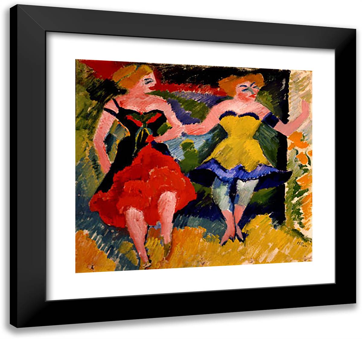 Ballet Dancers 21x20 Black Modern Wood Framed Art Print Poster by Pechstein, Max